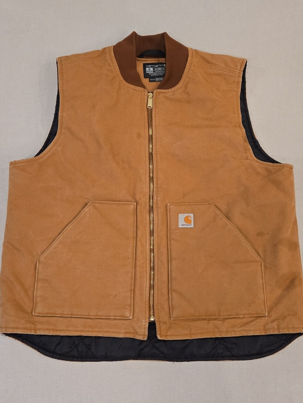 Carhartt Men's Iconic V01 Firm Duck Vest Insulated Brown Size XL